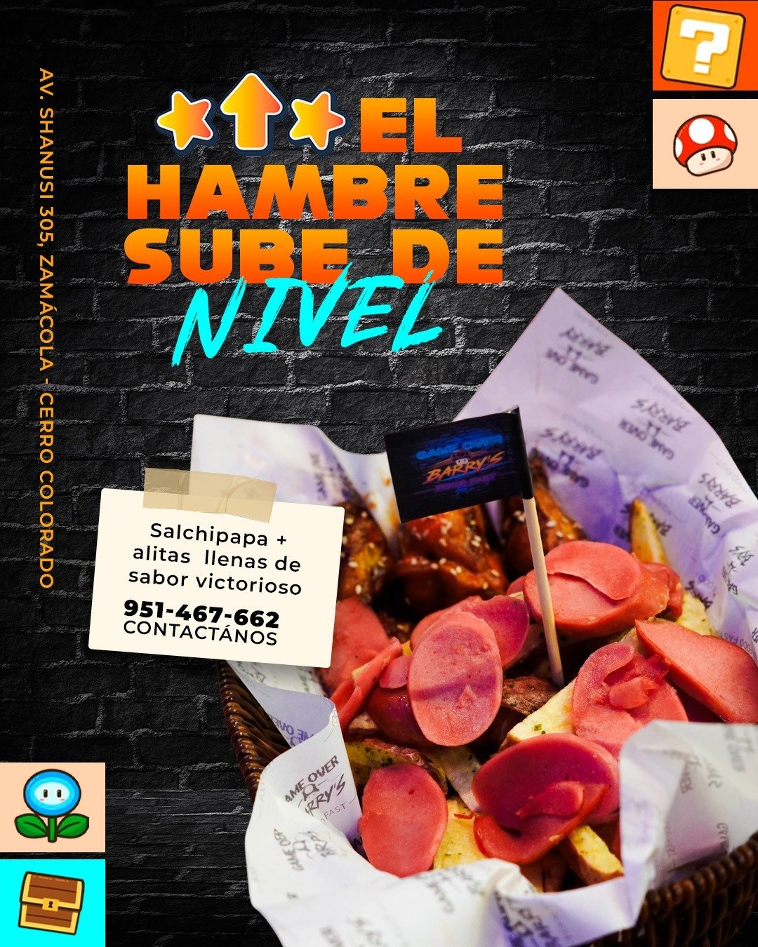 Diseño publicitario gamer para Barry's - Zamácola, Arequipa